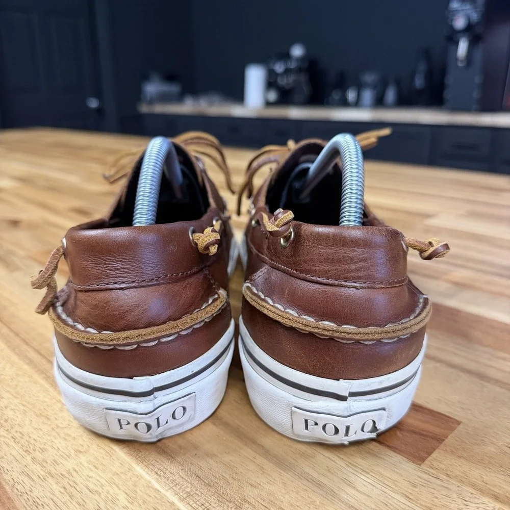Polo Ralph Lauren Boat Shoes Mens 11.5 Brown Keaton Moccasin Leather Loafer